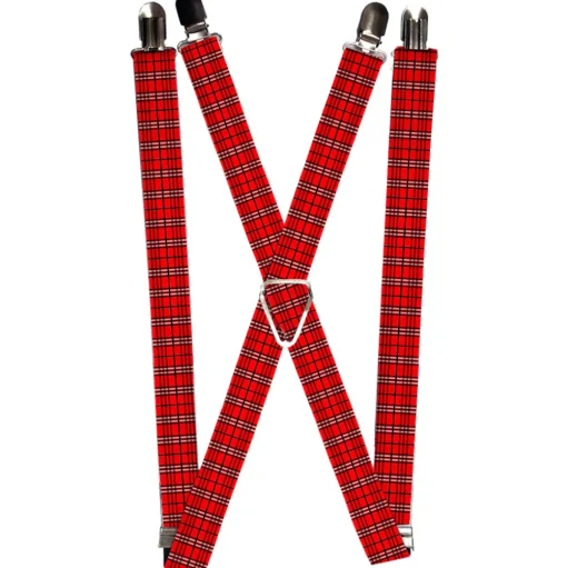 Suspenders - 1.0" - Plaid Red