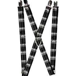 Suspenders - 1.0" - Plaid Weathered Black/Gray/White