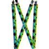 Suspenders - 1.0" - Plaid X Gradient Black/Orange/Green/Blue