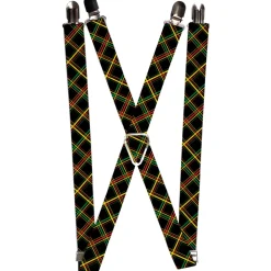 Suspenders - 1.0" - Plaid X Rasta