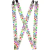 Suspenders - 1.0" - Puppies w/Paw Prints White/Multi Color