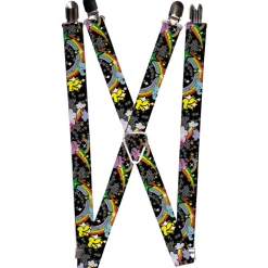 Suspenders - 1.0" - Rainbow Cloud Stars Black