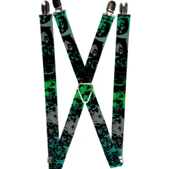 Suspenders - 1.0" - Retro Monster Aqua/Black