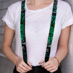 Suspenders - 1.0" - Retro Monster Aqua/Black