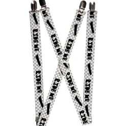 Suspenders - 1.0" - RIDE ME Skateboard w/Mini Checker White/Gray/Black