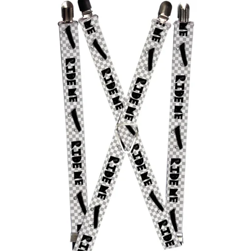 Suspenders - 1.0" - RIDE ME Skateboard w/Mini Checker White/Gray/Black