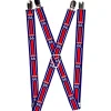 Suspenders - 1.0" - ROUTE 66 Highway Sign/Stripe Blue/White/Red