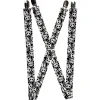 Suspenders - 1.0" - Scattered Panda Bear Cartoon2 Black/White