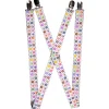 Suspenders - 1.0" - Skull & Fleur-de-Lis White/Multi Color