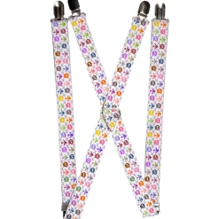 Suspenders - 1.0" - Skull & Fleur-de-Lis White/Multi Color