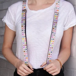 Suspenders - 1.0" - Skull & Fleur-de-Lis White/Multi Color