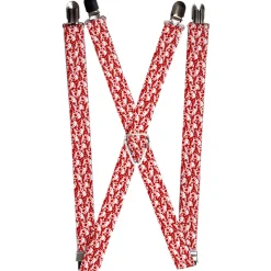 Suspenders - 1.0" - Skull Yard Red/White