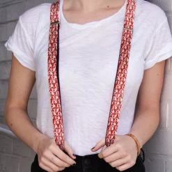 Suspenders - 1.0" - Skull Yard Red/White