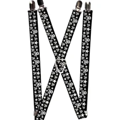 Suspenders - 1.0" - Skulls & Stars Black/White
