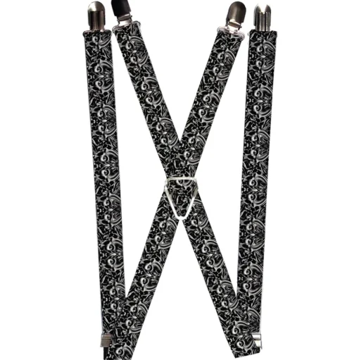Suspenders - 1.0" - Sleeve Skulls Black/Gray