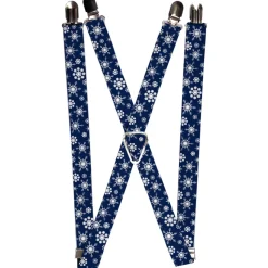 Suspenders - 1.0" - Snowflakes Blue/White