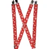 Suspenders - 1.0" - Snowflakes Red/White