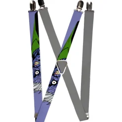 Suspenders - 1.0" - Split Two-Face Purple + Plain Gray