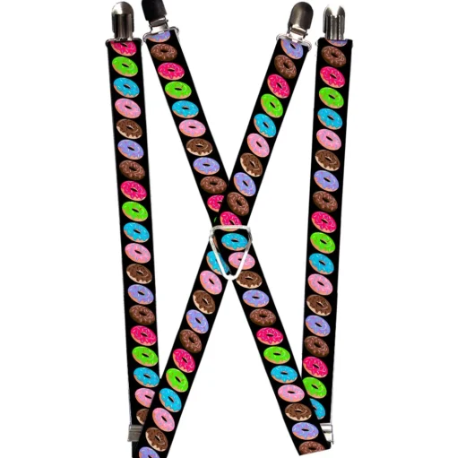Suspenders - 1.0" - Sprinkle Donuts Black/Multi Color