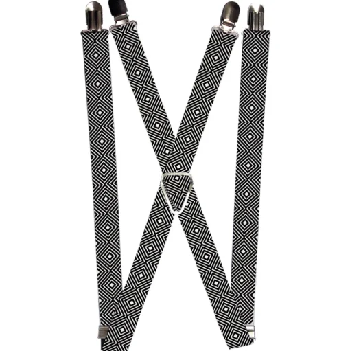Suspenders - 1.0" - Square Lines White/Black