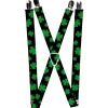 Suspenders - 1.25" - St. Pat's Clovers Scattered2 Black/Green