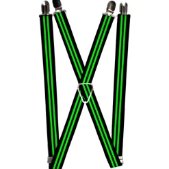 Suspenders - 1.0" - Stripe Black/Green