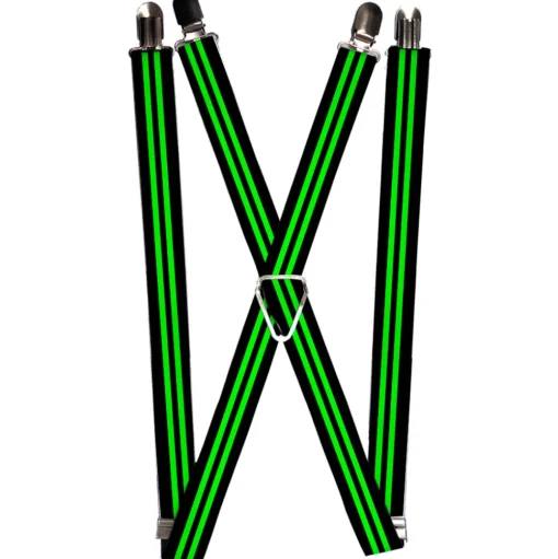 Suspenders - 1.0" - Stripe Black/Green
