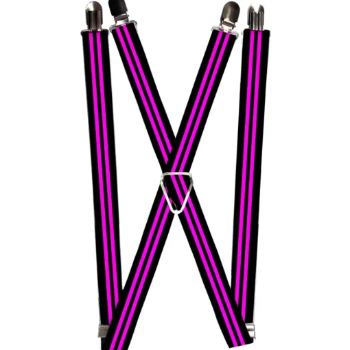 Suspenders - 1.0" - Stripe Black/Pink
