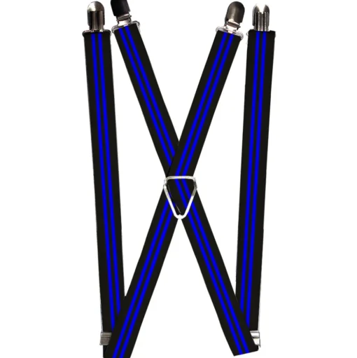 Suspenders - 1.0" - Stripe Black/Blue