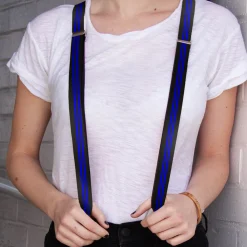 Suspenders - 1.0" - Stripe Black/Blue