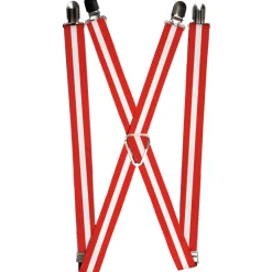 Suspenders - 1.0" - Stripes Red/White/Red