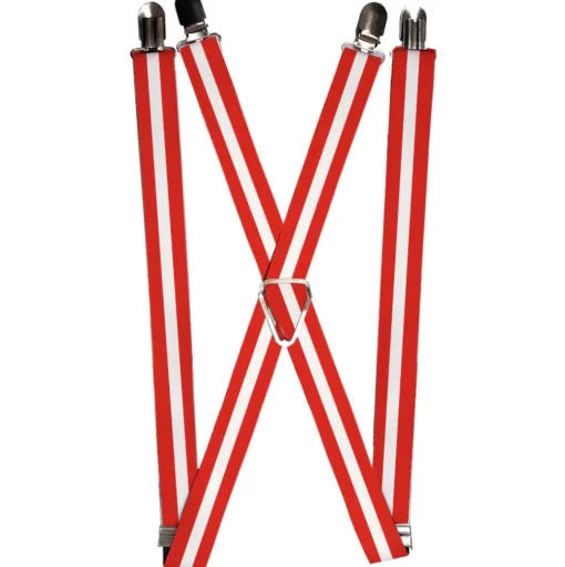 Suspenders - 1.0" - Stripes Red/White/Red