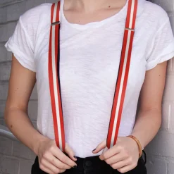 Suspenders - 1.0" - Stripes Red/White/Red