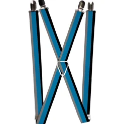 Suspenders - 1.0" - Stripes Black/Turquoise/Gray