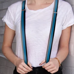 Suspenders - 1.0" - Stripes Black/Turquoise/Gray