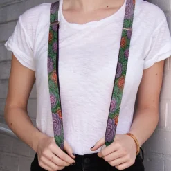 Suspenders - 1.0" - Succulents Stacked Green Pink Orange
