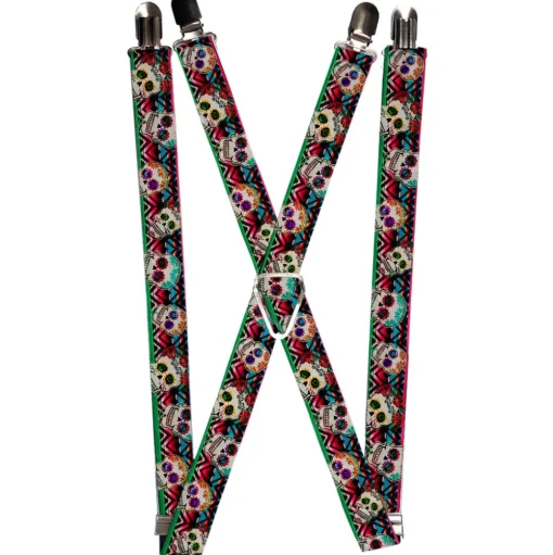Suspenders - 1.0" - Sugar Skulls Zarape Multi Color