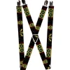 Suspenders - 1.0" - Sugar Skulls Black/Olive/Burgundy