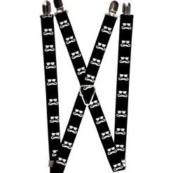 Suspenders - 1.0" - Sunglasses & Mustache Black/White