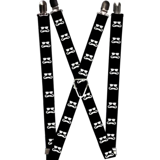 Suspenders - 1.0" - Sunglasses & Mustache Black/White