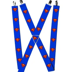 Suspenders - 1.5" - Superman Shield Blue