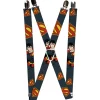 Suspenders - 1.0" - Superman Action Pose Scattered Shield Navy Gold Red