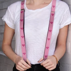 Suspenders - 1.0" - Superman Shield Pink