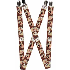 Suspenders - 1.0" - Tasmanian Devil Expressions Brown