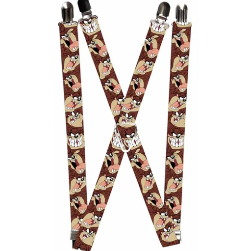 Suspenders - 1.0" - Tasmanian Devil Expressions Brown