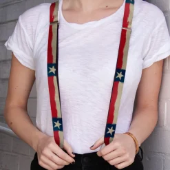 Suspenders - 1.0" - Texas Flag Distressed Painting
