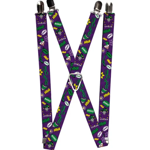 Suspenders - 1.0" - THE JOKER Elements Collage Purple Green Yellow White