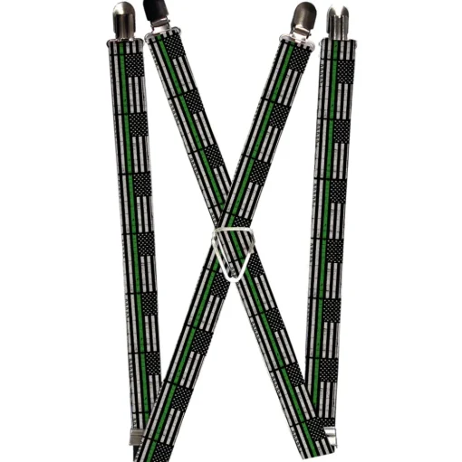 Suspenders - 1.0" - Thin Green Line Flag Weathered Black/Gray/Green