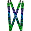 Suspenders - 1.0" - Tie Dye Swirl Green/Blue/Purple