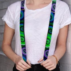 Suspenders - 1.0" - Tie Dye Swirl Green/Blue/Purple